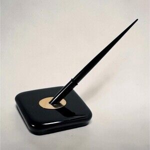 Vintage Sheaffer's Desk Fountain Pen Set F1 Fine Nib Black Bronze Base MCM Decor